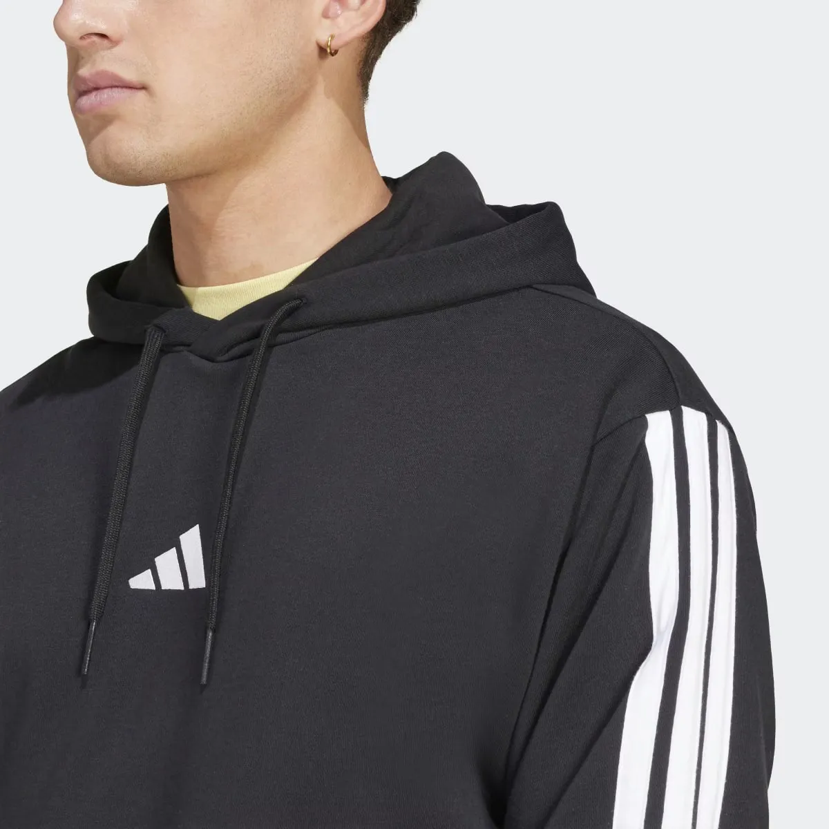 Толстовка с капюшоном Adidas Men's Essentials French Terry с тремя полосками, черный — фото 3
