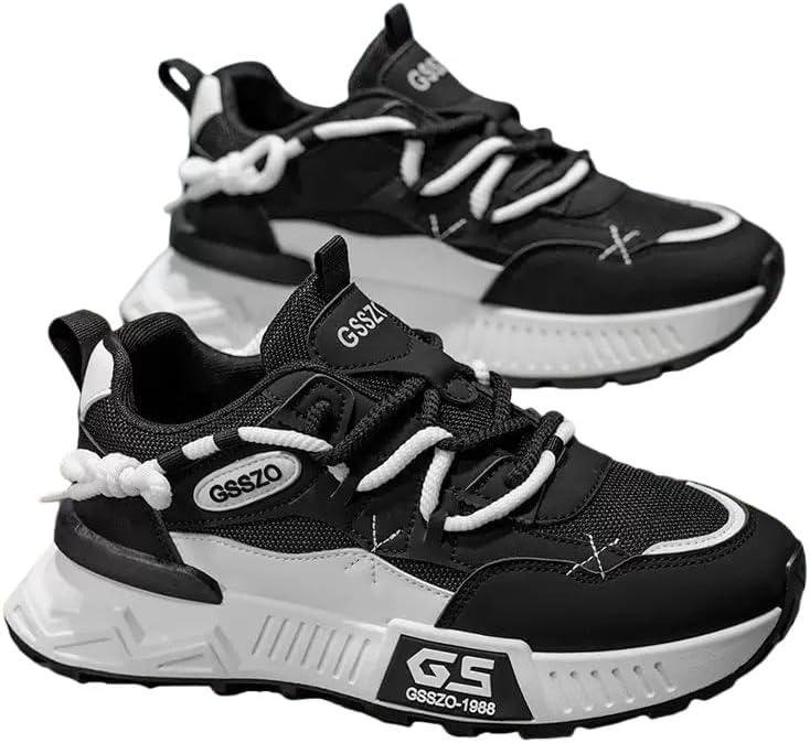 

Мужские стильные кроссовки на шнуровке - мягкая обувь для любого сезона - дышащие и легкие - подходят для повседневной носки, спорта и активного отдыха Minlaidian, черный