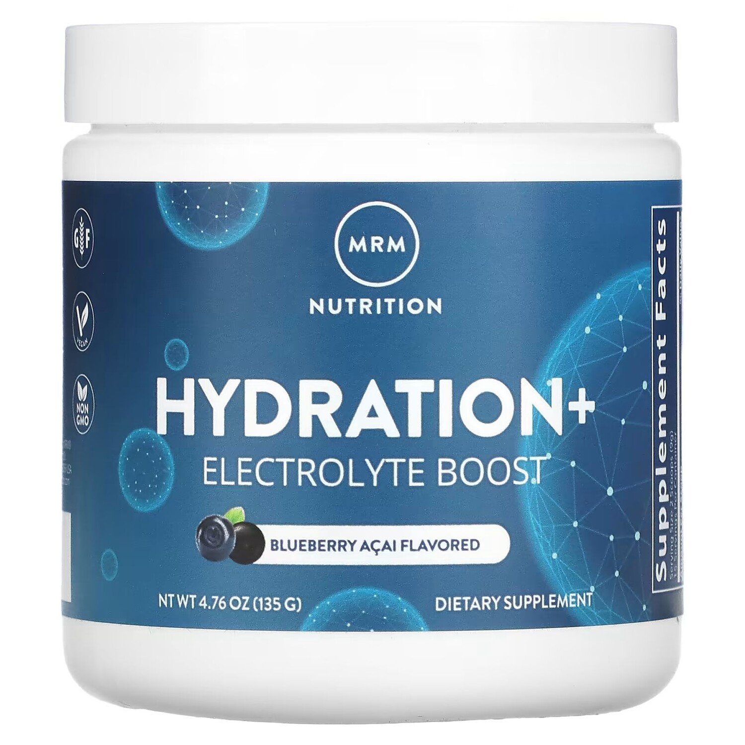 

Hydration+ Electrolyte Boost, черника асаи, 4,76 унции (135 г) Mrm Nutrition
