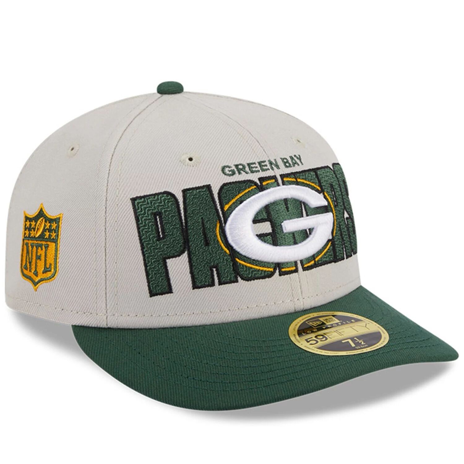

Мужская облегающая шляпа New Era Stone/Green Bay Packers 2023 NFL Draft Low Profile 59FIFTY