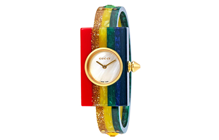 

GUCCI Часы Plexiglas Wrist Watch Quartz Movement Acrylic Strap Mother of Pearl Color Watch Dial Women's Watch