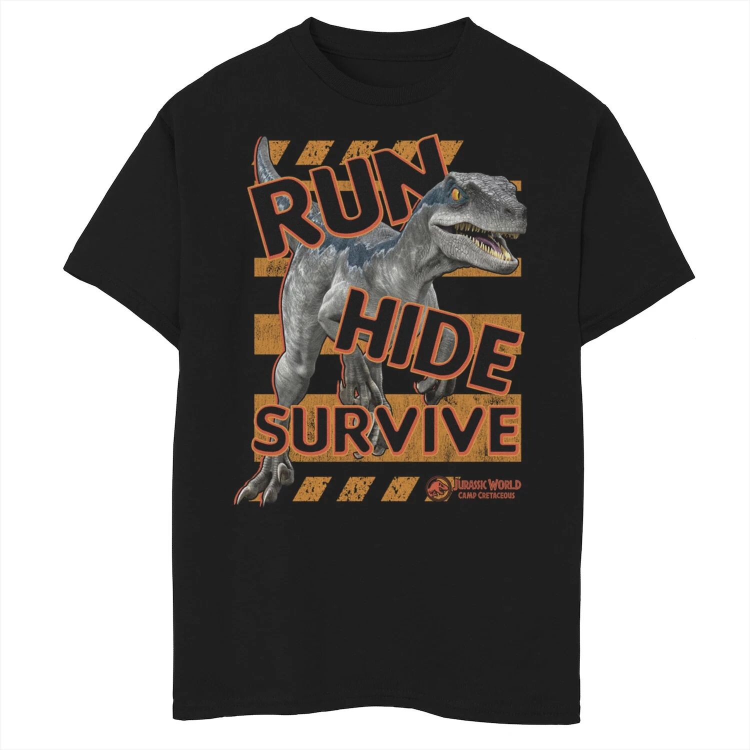 

Футболка с рисунком «Мир Юрского периода: лагерь мелового периода Raptor Run Hide Hide Survive» для мальчиков 8–20 лет Jurassic World