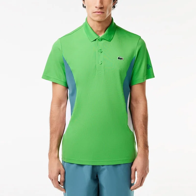 Поло LACOSTE Ultra Dry с логотипом, каштаново-зеленый — фото 3
