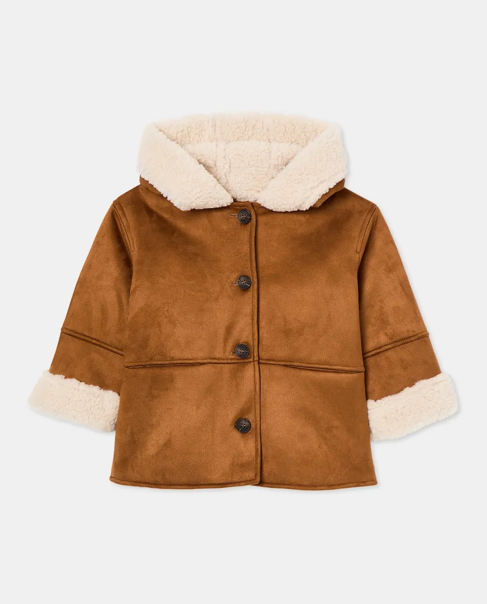 

Детское пальто из перевернутой кожи с капюшоном Kids El Corte Inglés, коричневый