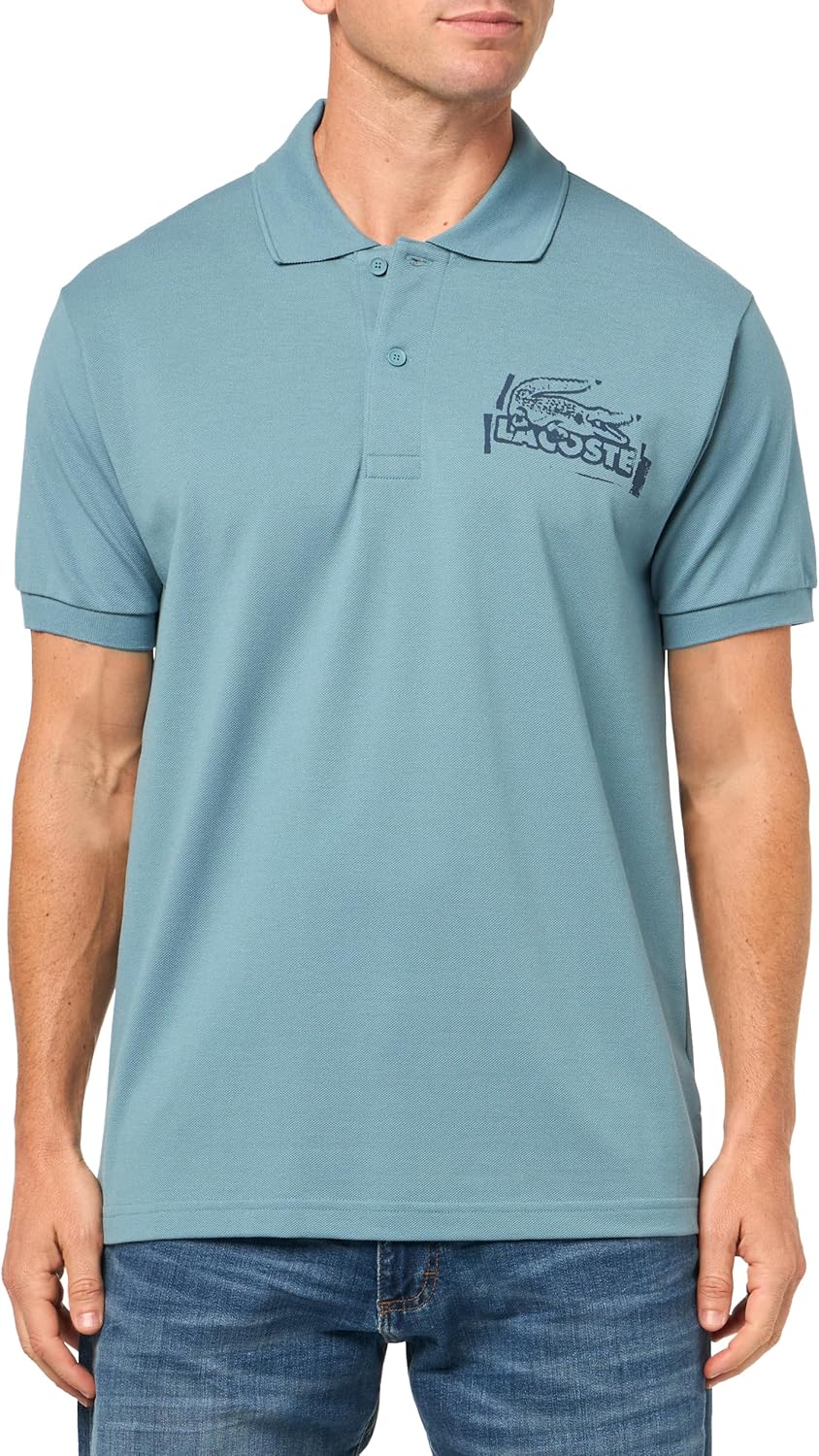 

Lacoste мужская классическая футболка поло с принтом stamp, Limestone & Falcon