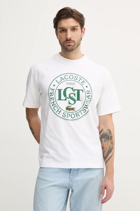 

Хлопковая футболка Lacoste, бежевый