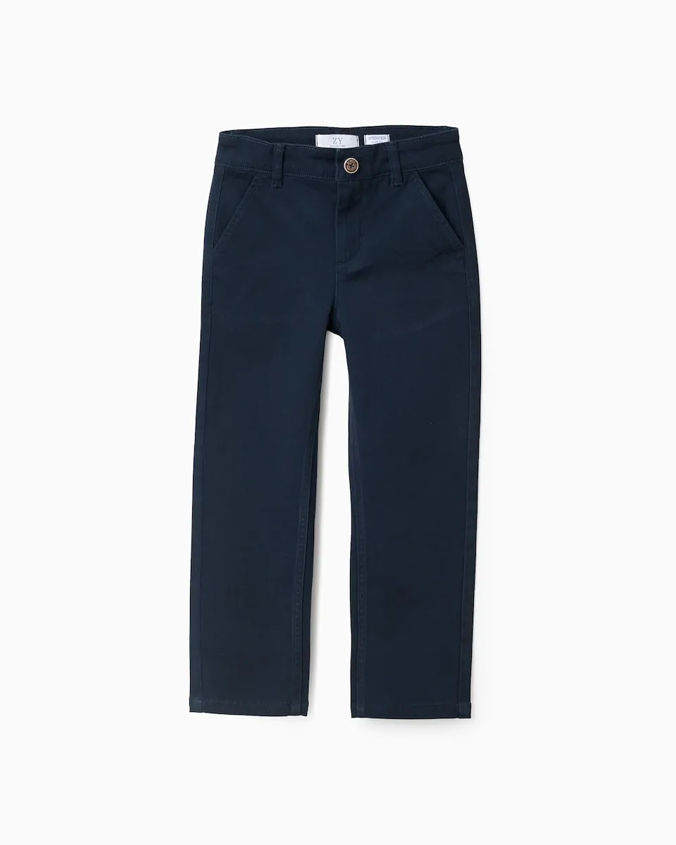 

Китайские детские брюки из саржи slim fit Zippy, темно-синий