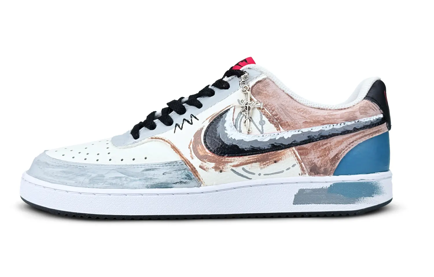 

Nike Кроссовки Court Vision 1 Explorer, износостойкие, низкие, для скейтбординга, мужские, сине-белые