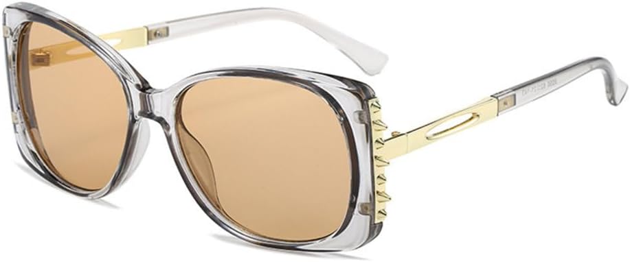 

Ретро квадратные солнцезащитные очки для женщин с заклепками, солнцезащитные очки UV400, модные солнцезащитные очки для мужчин с градиентным покрытием MTZJH, Gray Champagne