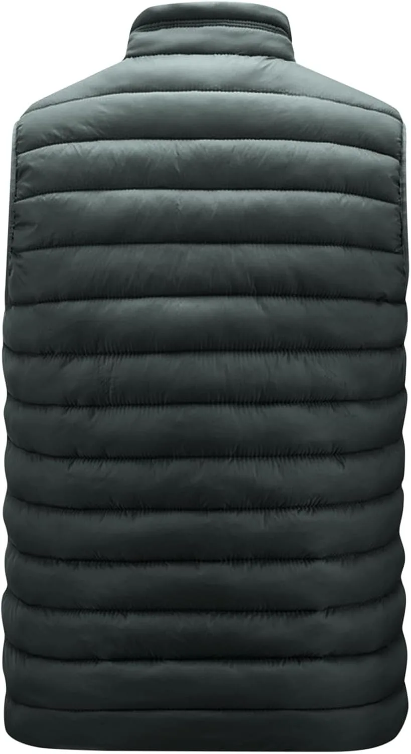 Пуховик-жилет мужской зимний Soft Shell стеганый безрукавка Water-Resistant утепленный на молнии куртка Casual Plus Size Gilet Generic, зеленый — фото 3