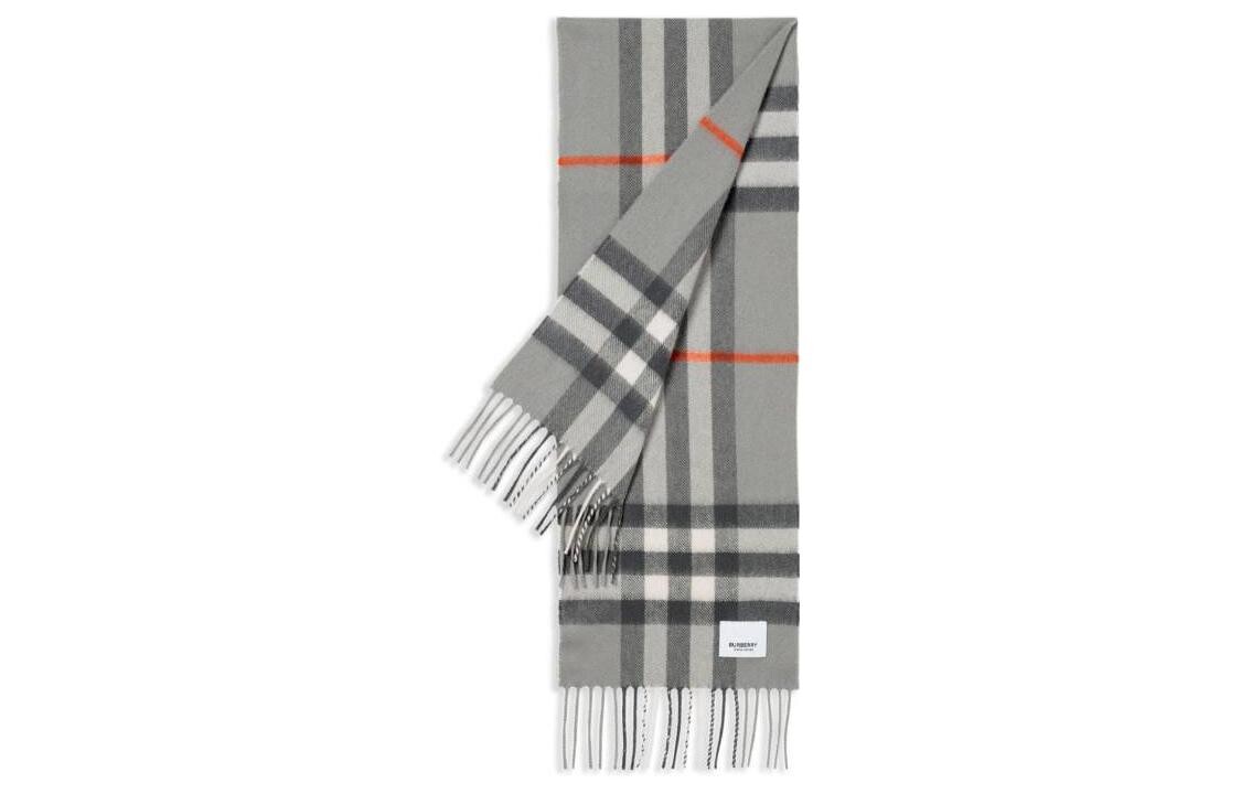

Шарф вязаный Burberry в клетку, серый