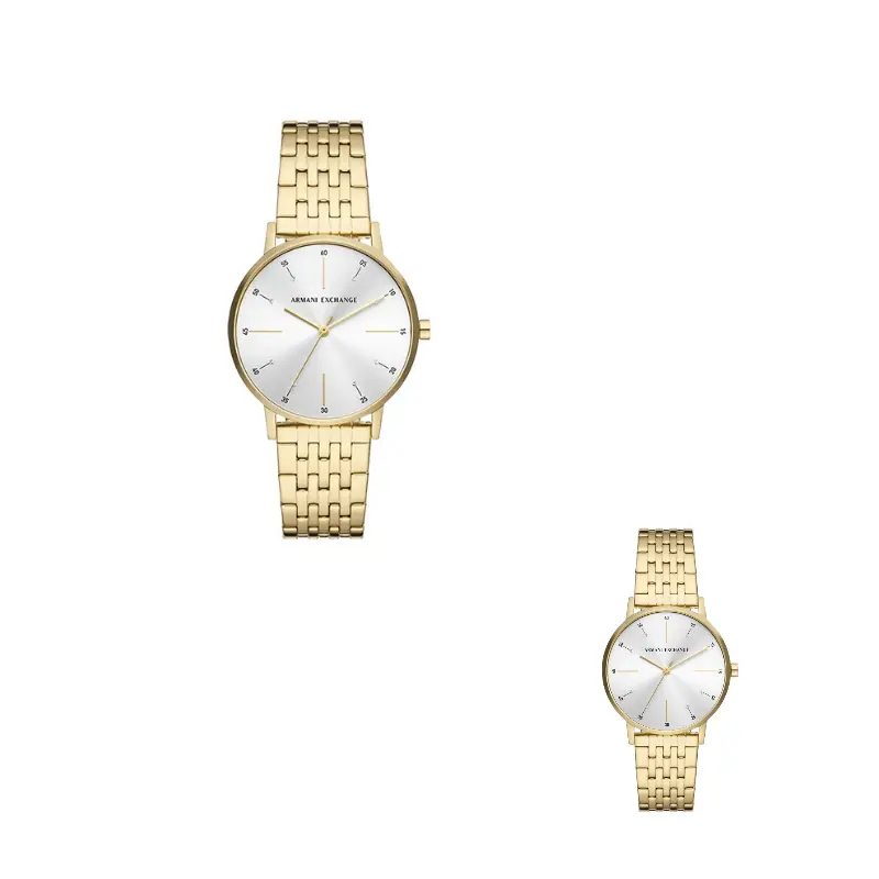 

ARMANI EXCHANGE Часы AE Wrist Watch Quartz Movement Stainless Steel Strap 36mm Gold Dial Women's Watch, Champagne Watch Dial