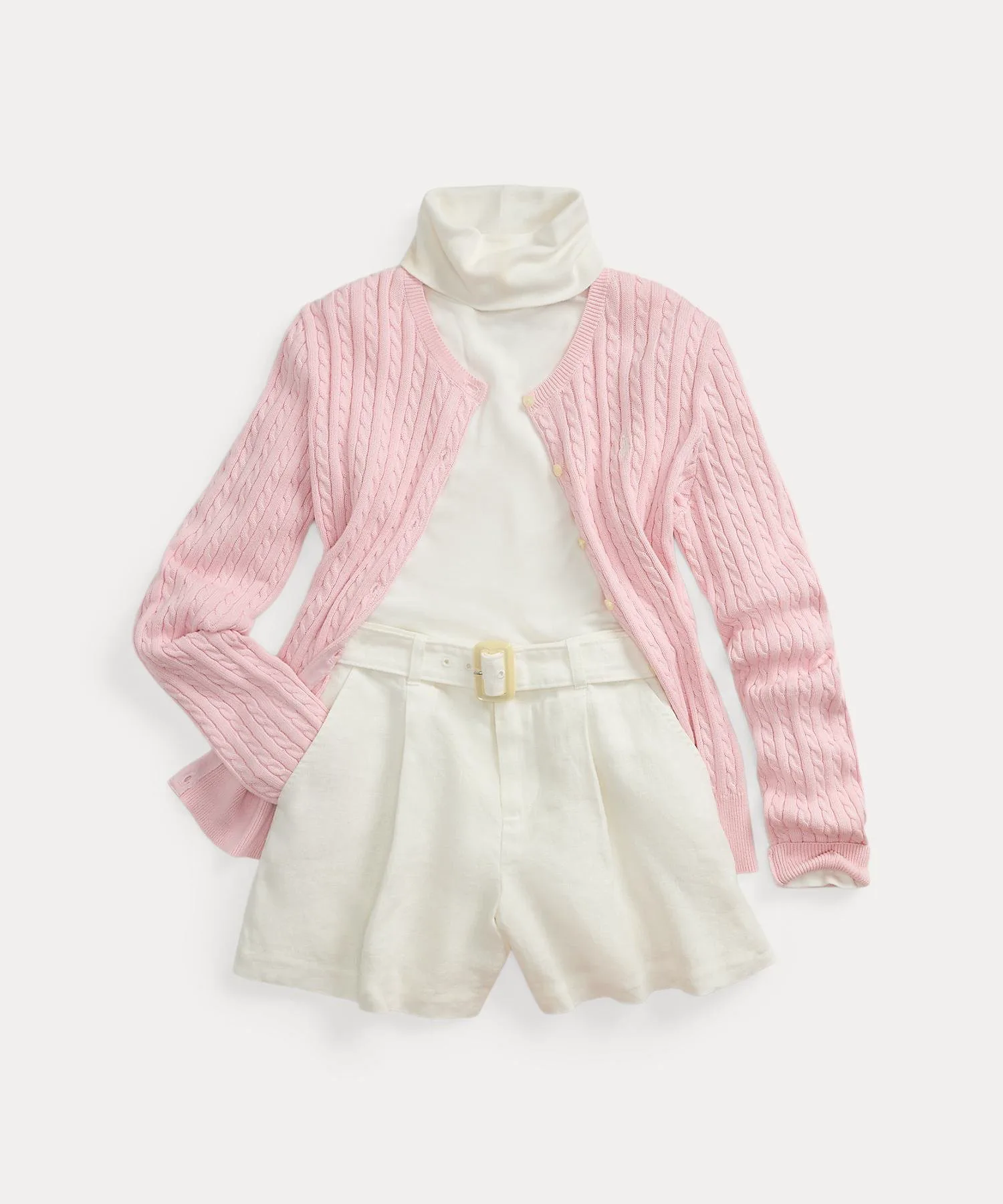 (Девочки 7-16 лет) Мини-кардиган из хлопка с косами Polo Ralph Lauren, 650 Pink — фото 3