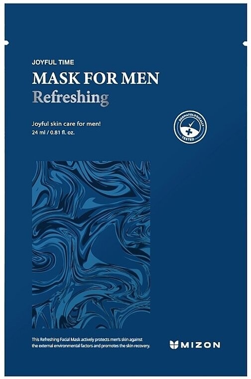 

Mizon, Joyful Time Mask For Men Refreshing, регенерирующая тканевая маска, 24 мл