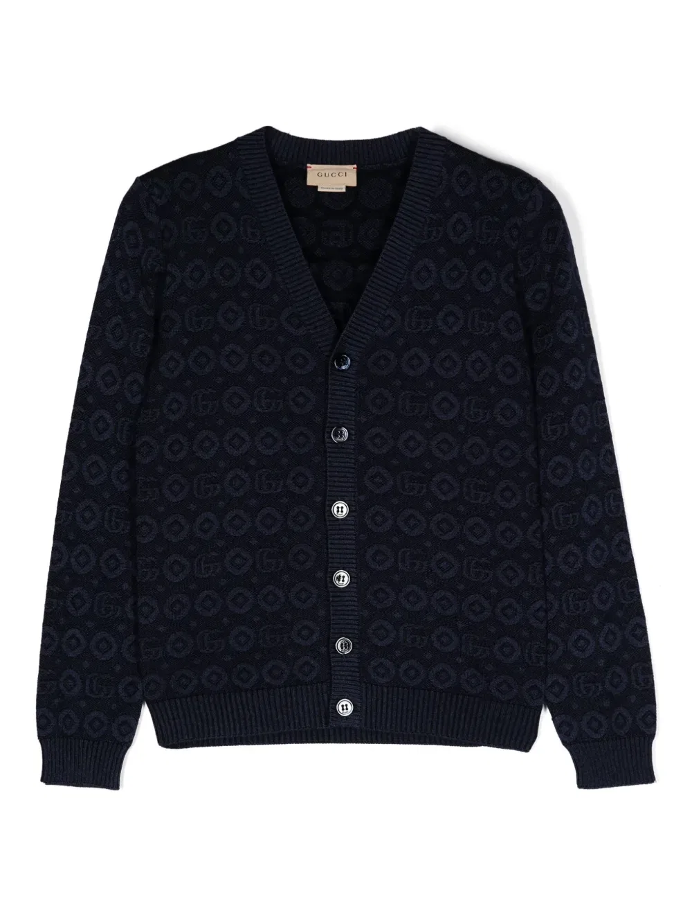 Кардиган с жаккардовым логотипом Gucci Kids, синий