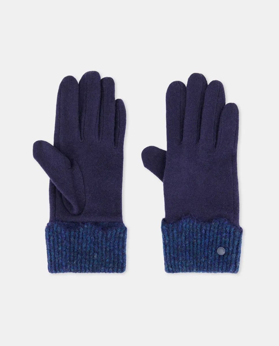 

Вязаные перчатки с узором «зигзаг» на манжете Jo & Mr. Joe, синий