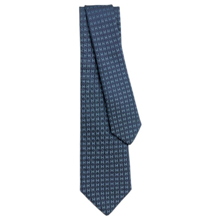 

HERMES Шелковый галстук из тутового шелка унисекс синий, Blue