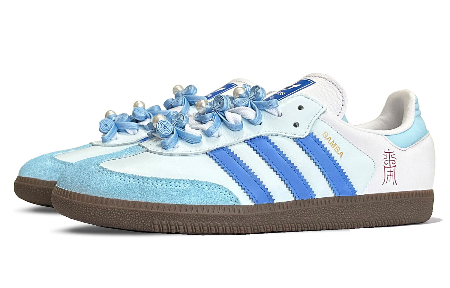 Кроссовки adidas originals SAMBA OG Skateboarding Shoes Unisex Low-top Blue, голубой — фото 3