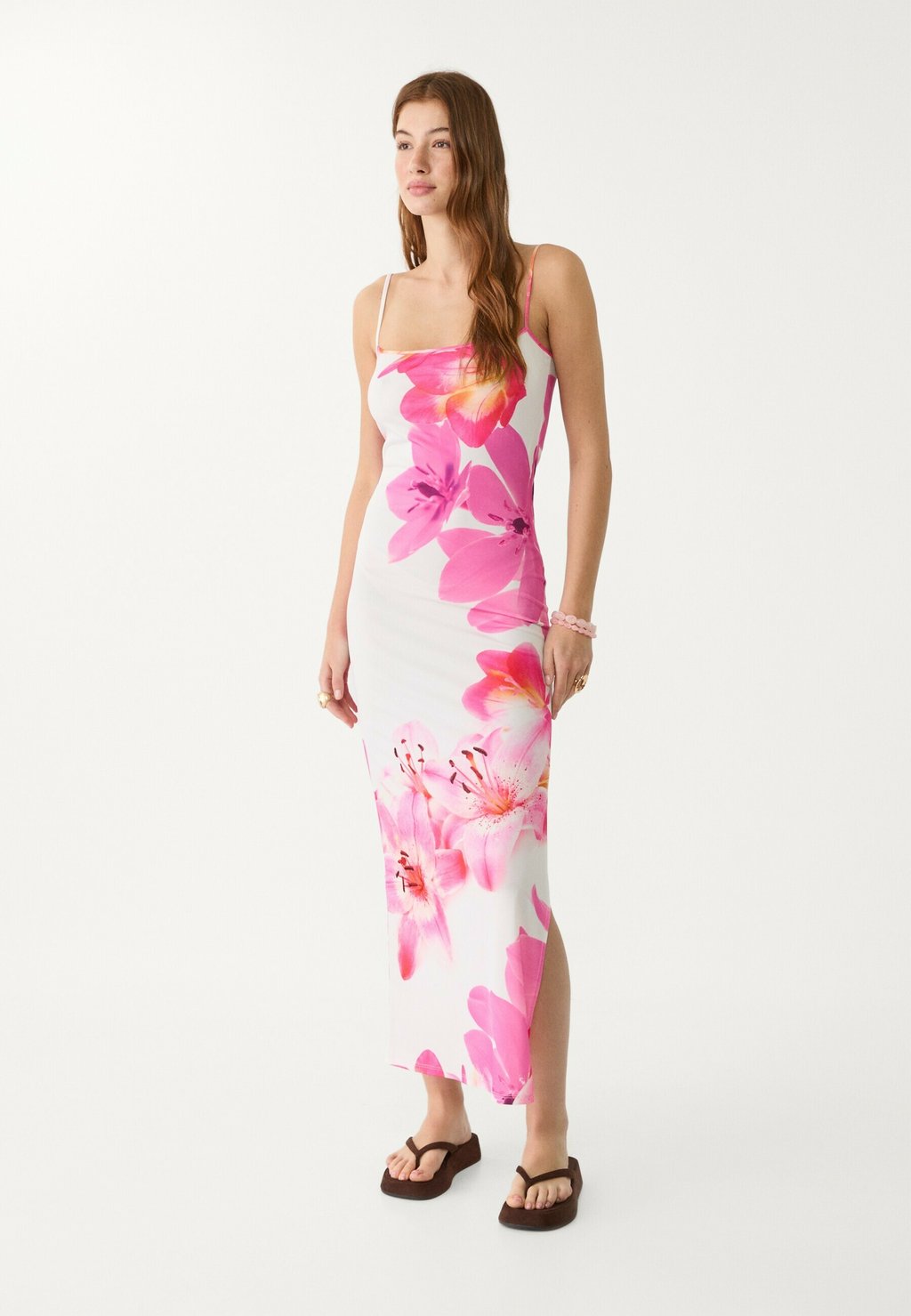 

Платье макси STRAPPY - Jersey dress Stradivarius, светло-розовый