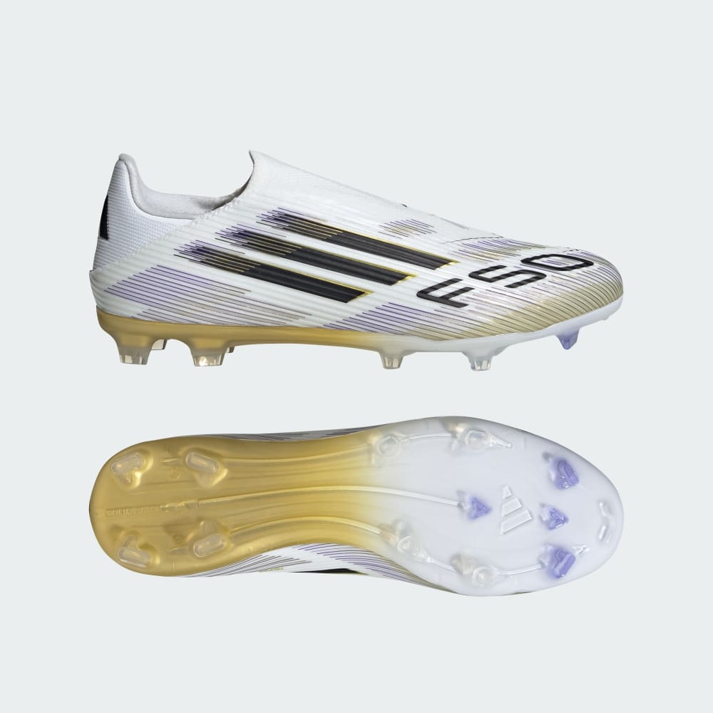 

Бутсы Adidas F50 League Laceless Firm/Multi-Ground Cleats, цвет Cloud White/Core Black/Gold Metallic
