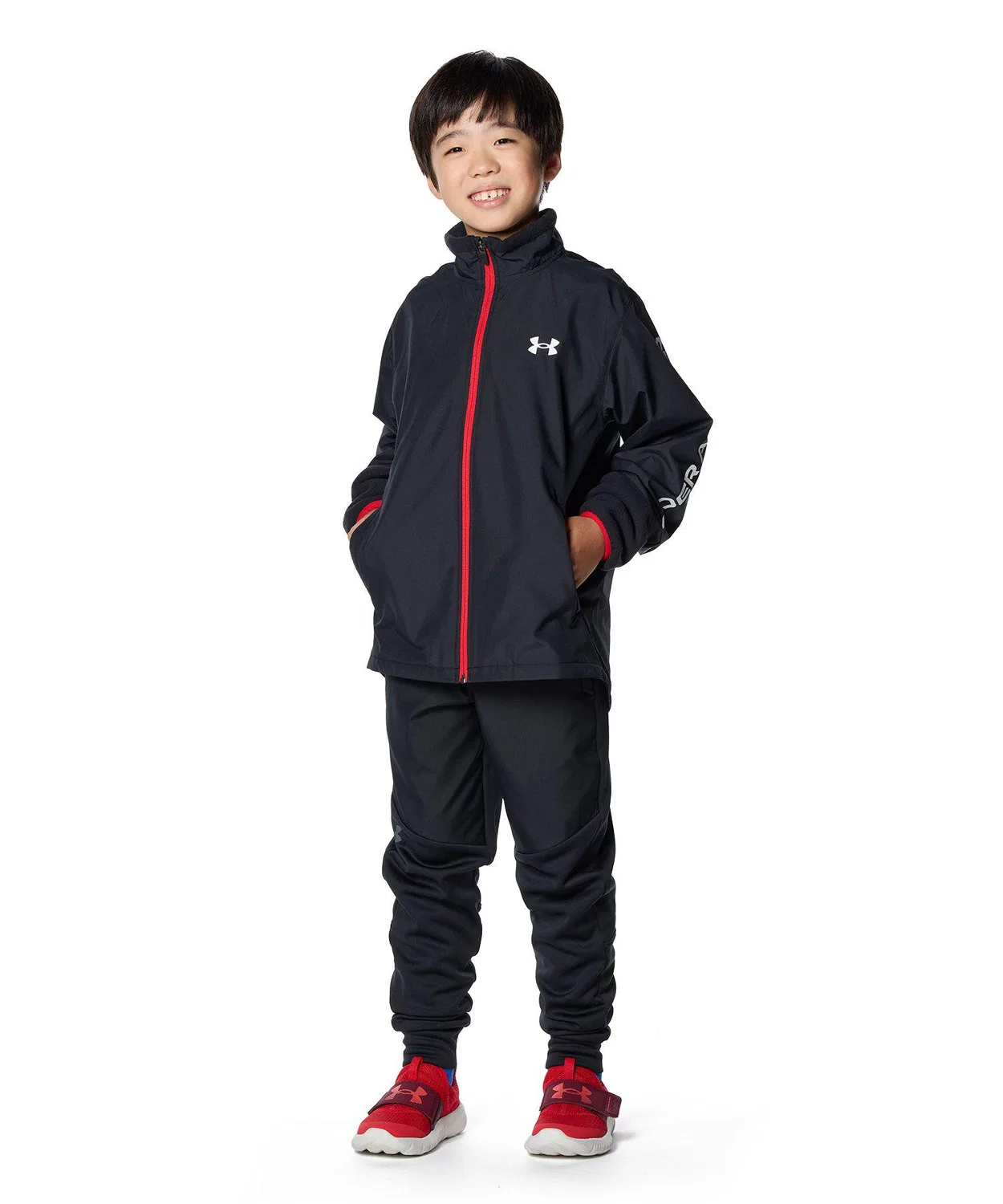 Детская тренировочная куртка Under Armour UA Hybrid Woven Full Zip, черная — фото 3