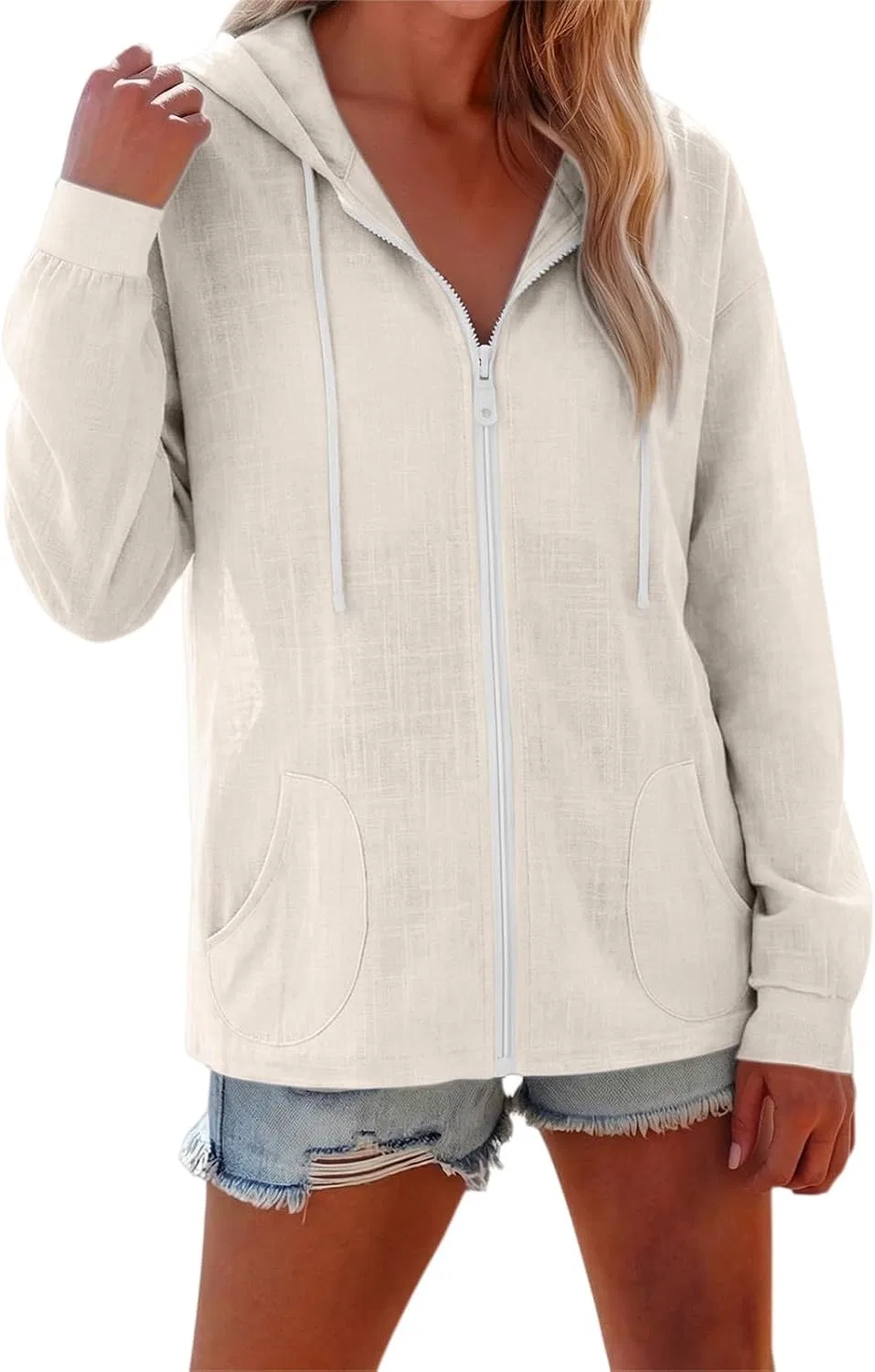 Женская худи с капюшоном Cotton Linen, Beige
