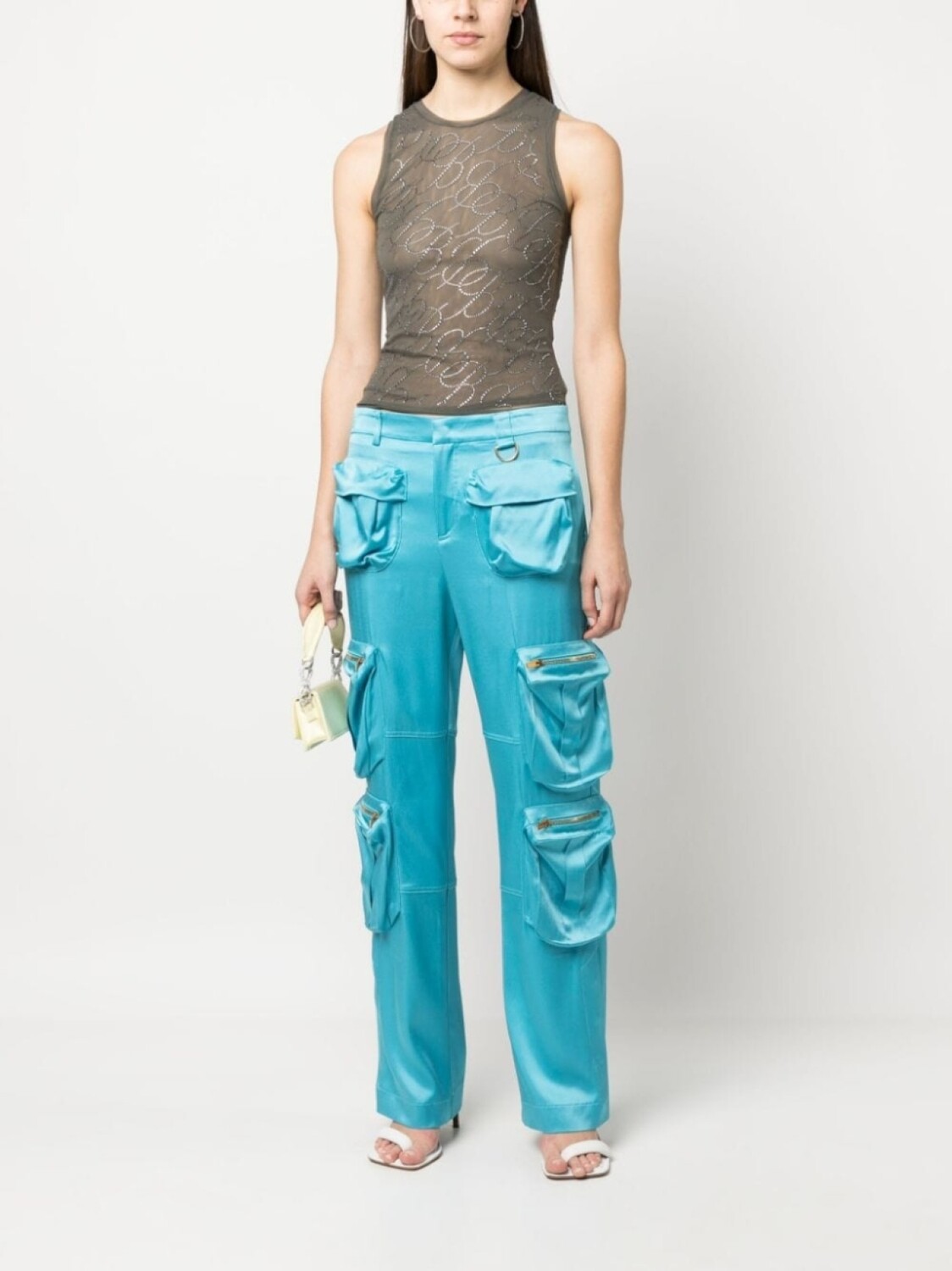 

Blumarine атласные брюки карго, синий