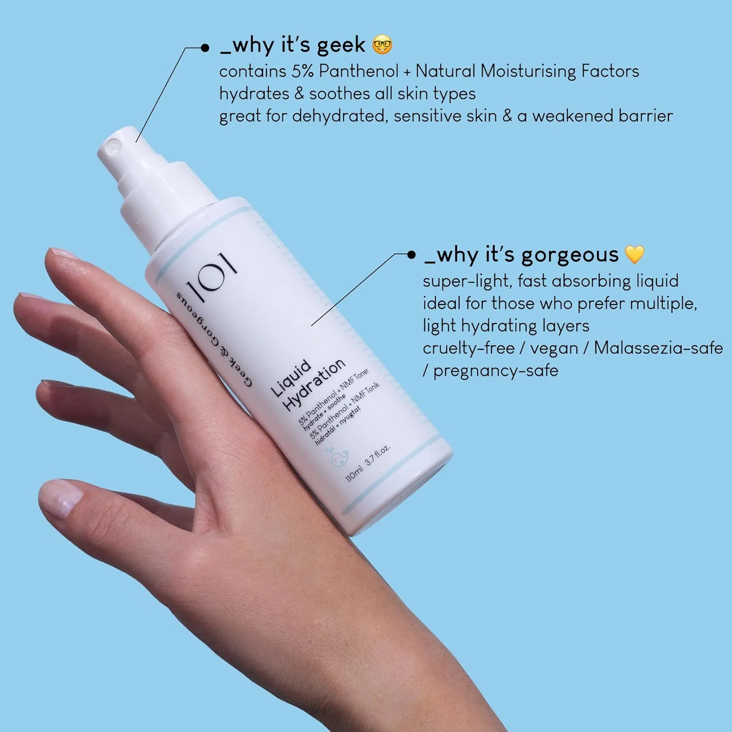 Увлажняющий спрей для лица с пантенолом Geek & Gorgeous Liquid Hydration Geek & Gorgeous — фото 3