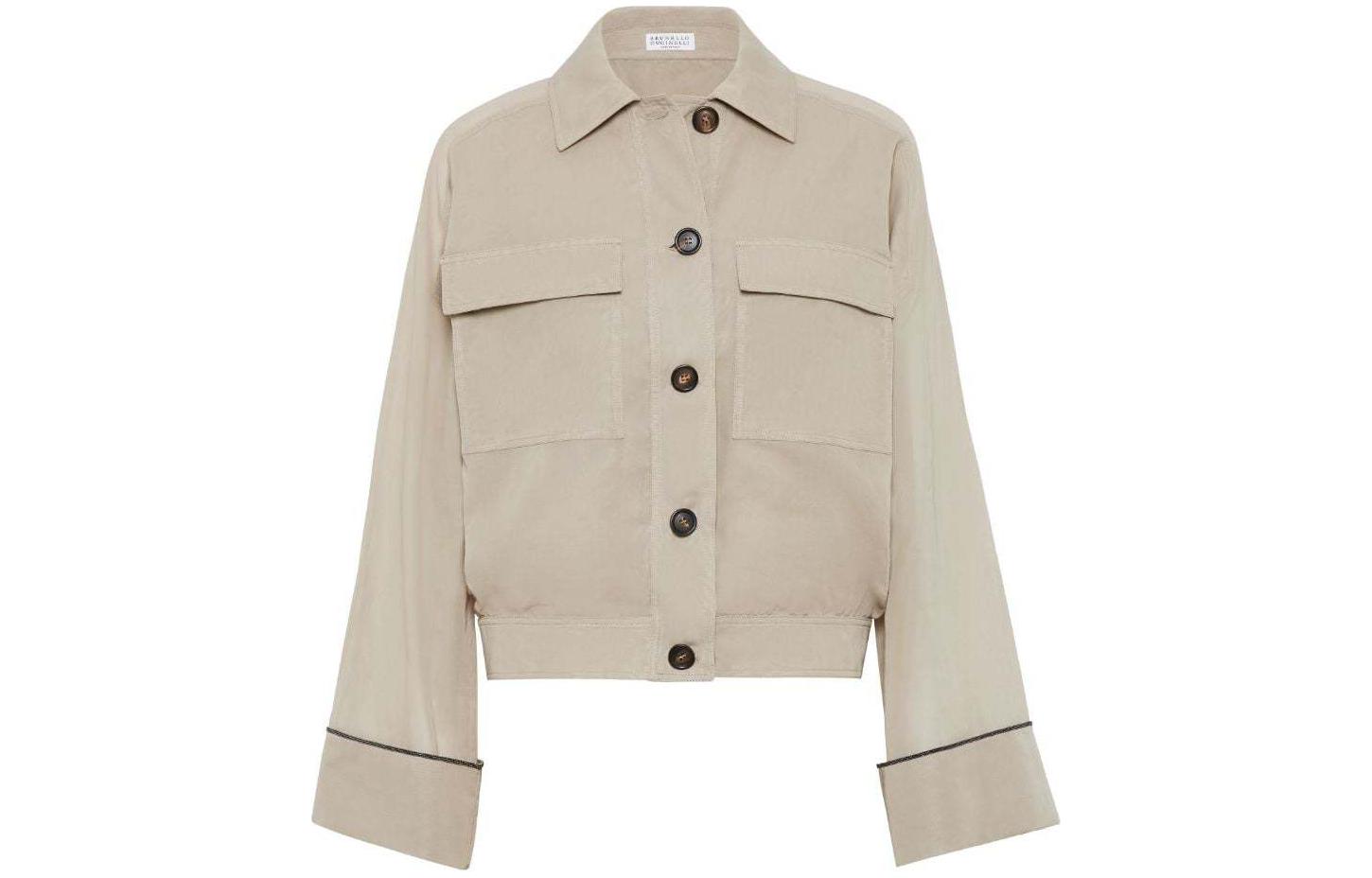 

Brunello Cucinelli Блузон с пуговицами и отделкой мониле, Beige Yellow