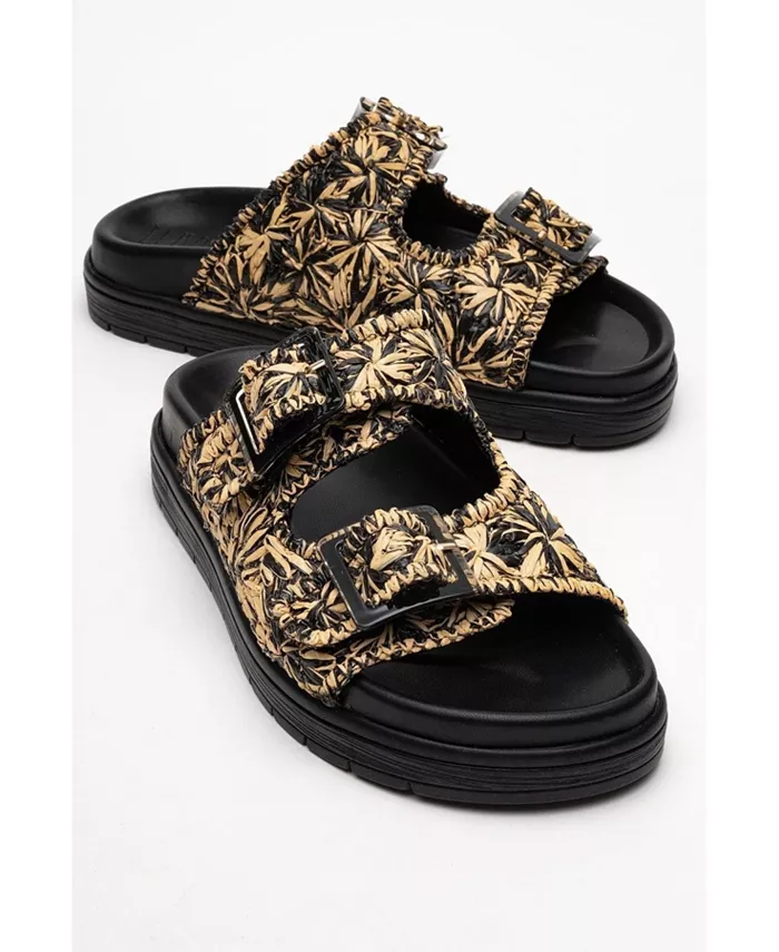 Сандалии Milana Leather с двумя ремешками (женские) Forever & Always Shoes, черный