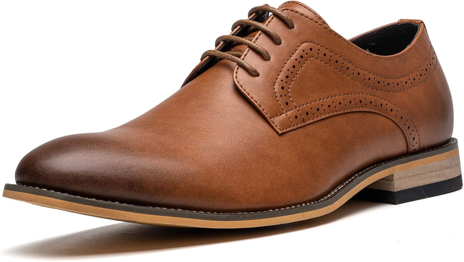 

Мужские оксфорды формальные удобные классические деловые с шнуровкой дерби с гладким носком AMAPO, коричневый