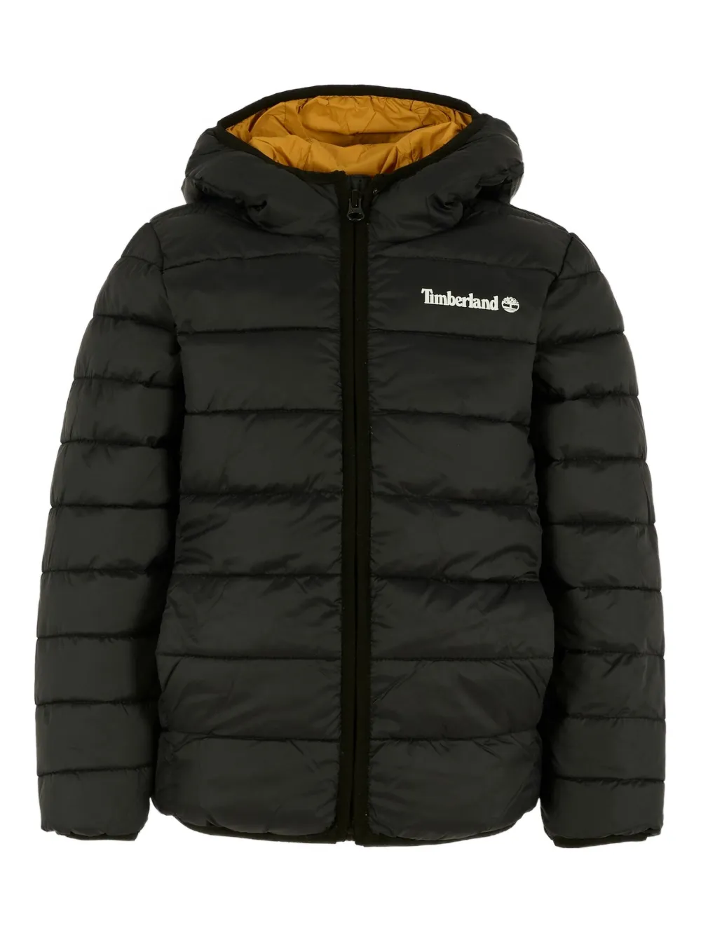 

Стеганая куртка с капюшоном и логотипом Timberland Kids, черный