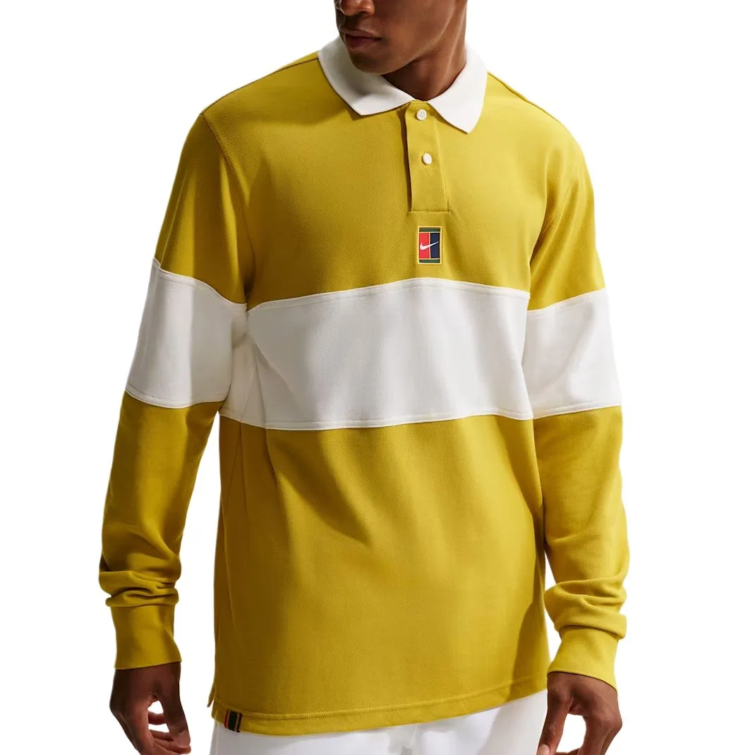 Футболка-поло мужская Court Heritage FW25 Nike, Saffron Quartz Yellow/Sail White