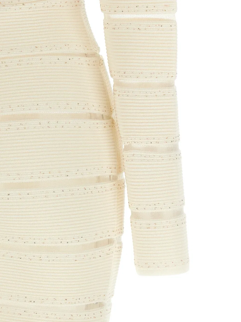 Облегающее мини-платье из сетчатой ткани, украшенное пайетками Balmain, нейтральный — фото 4