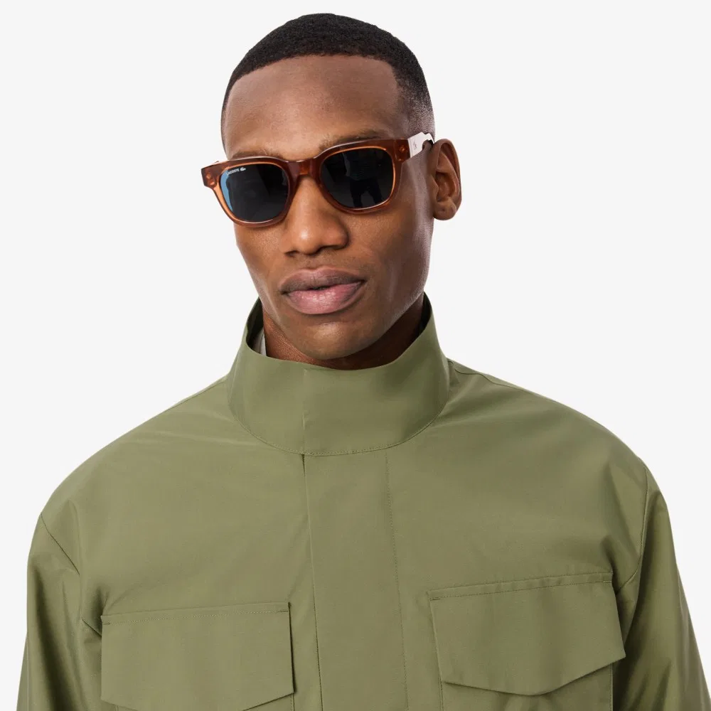Мужской сафари-жакет с четырьмя карманами цвета хаки от Lacoste — фото 2