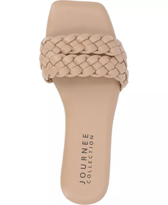 Женские сандалии Sawyerr Wide Width Braided Square Toe Journee Collection, коричневый/бежевый — фото 4