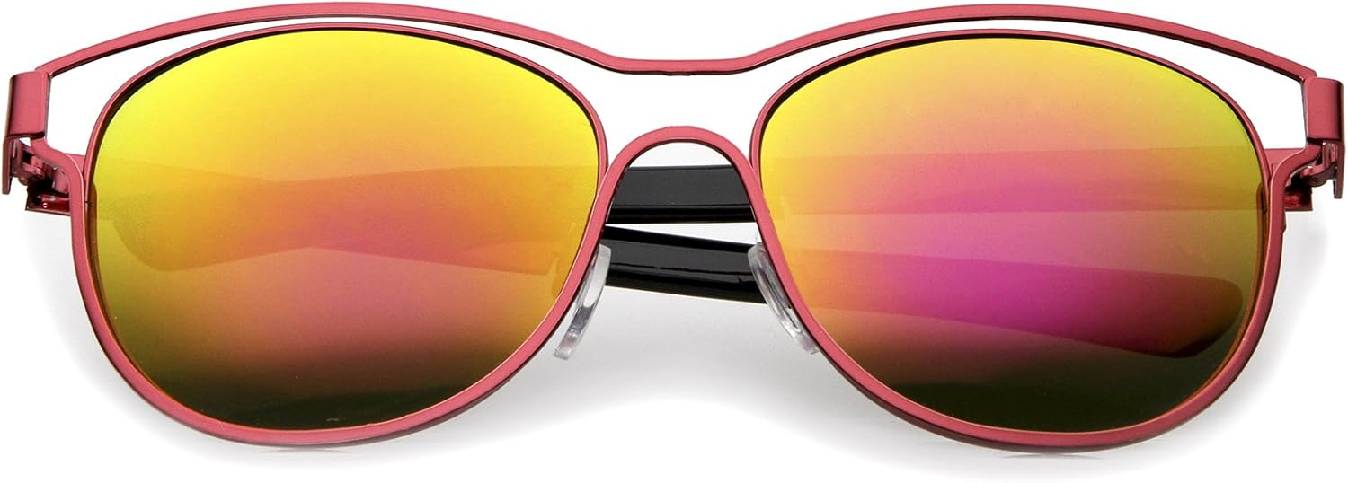 

Солнцезащитные очки zeroUV в современном стиле с открытой металлической оправой, цветными зеркальными линзами и роговой оправой, диаметр линз 56 мм, Red / Magenta-orange Mirror