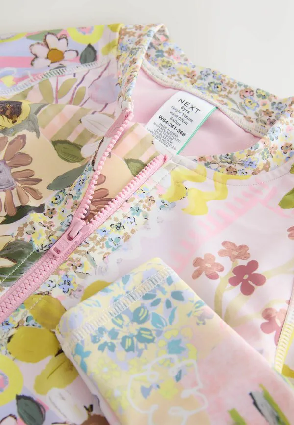 Купальник стандартного кроя с длинными рукавами Next, Pink Patchwork Floral — фото 2