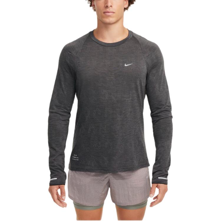 Термобельевая беговая футболка с длинным рукавом Therma FIT Adv Running Division Nike, черный — фото 2