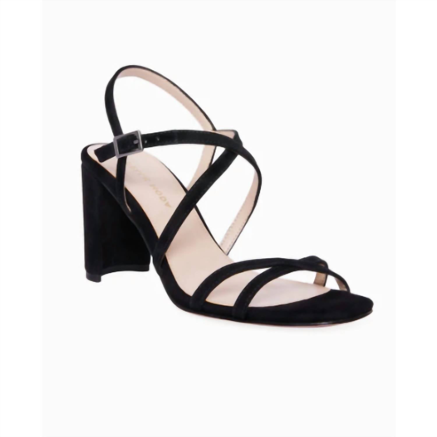 Women's Noreen Strappy Sandal In Black Kid Suede PELLE MODA