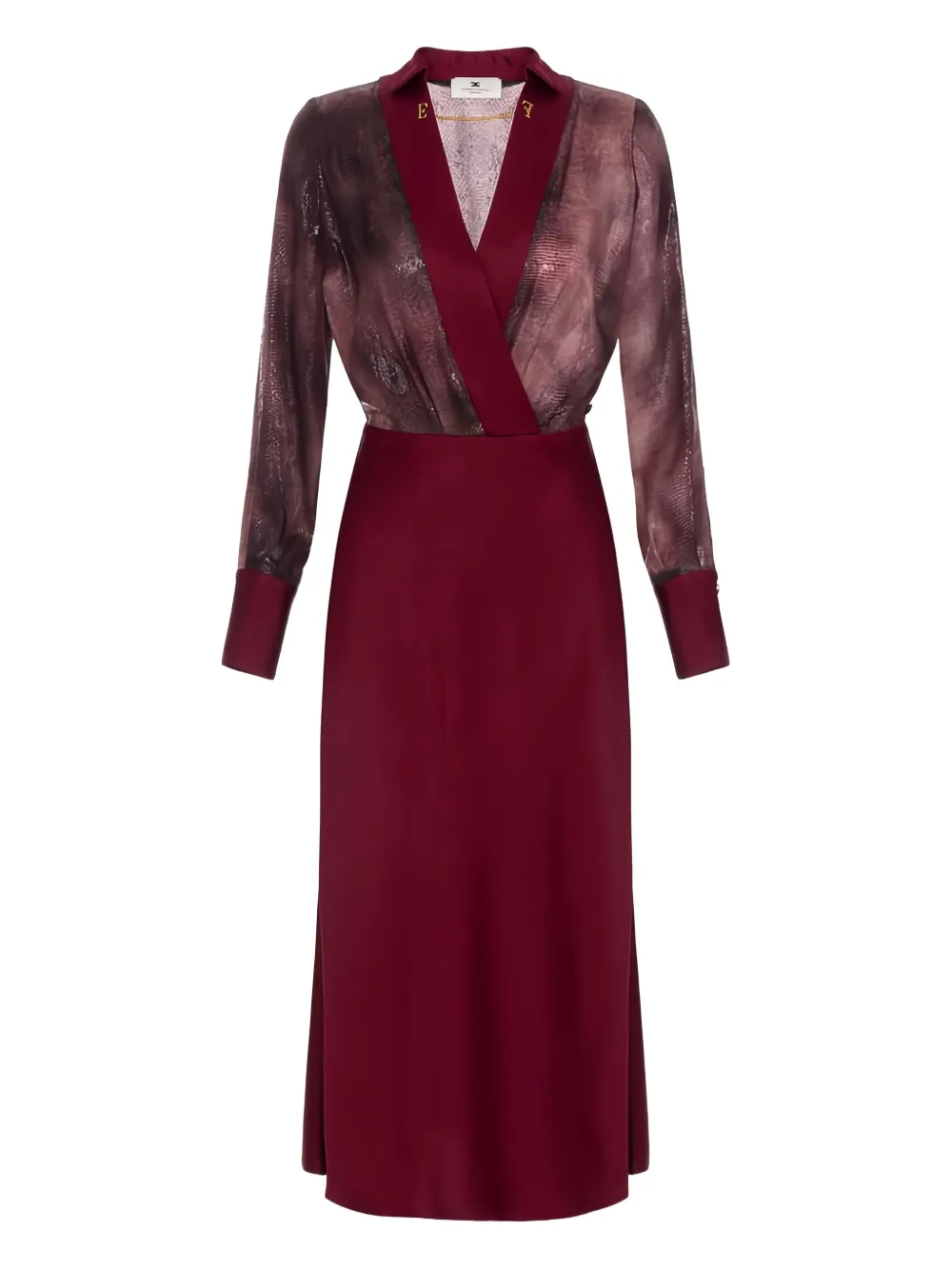 

Миди-платье с принтом "питон" и украшением из страз Elisabetta Franchi, красный