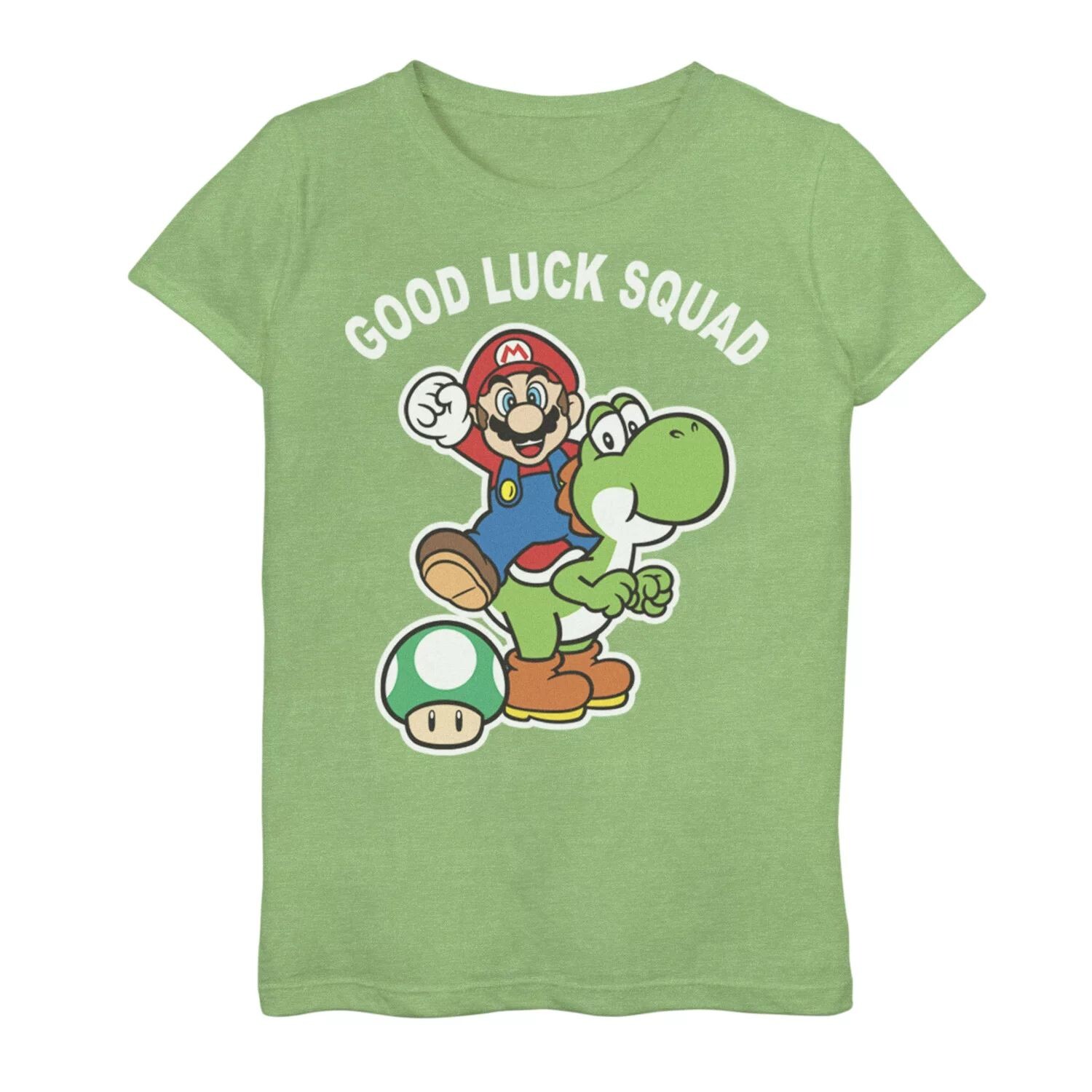 

Футболка с графическим рисунком и портретом для девочек 7–16 лет, Nintendo Super Mario Good Luck Squad Licensed Character