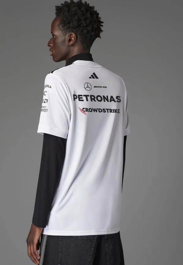 Футболка с принтом mercedes amg petronas formula one team, белая, для мужчин. Adidas Originals, White Black — фото 2