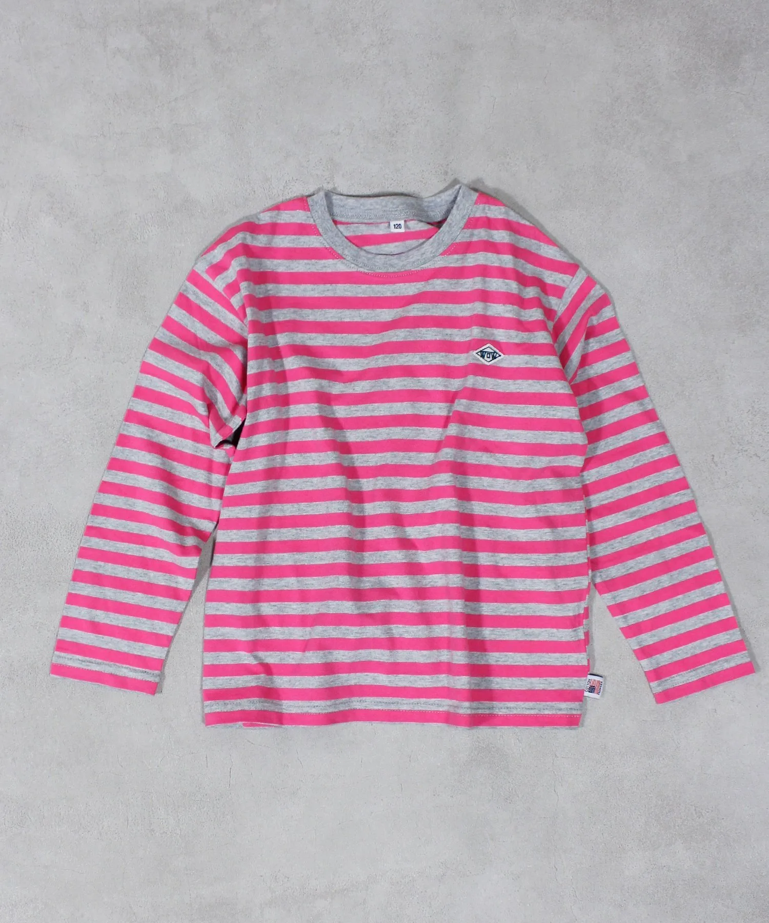 Футболка с длинным рукавом и нашивкой Mainichi Patch Border Lsp Wow!, Pink BD