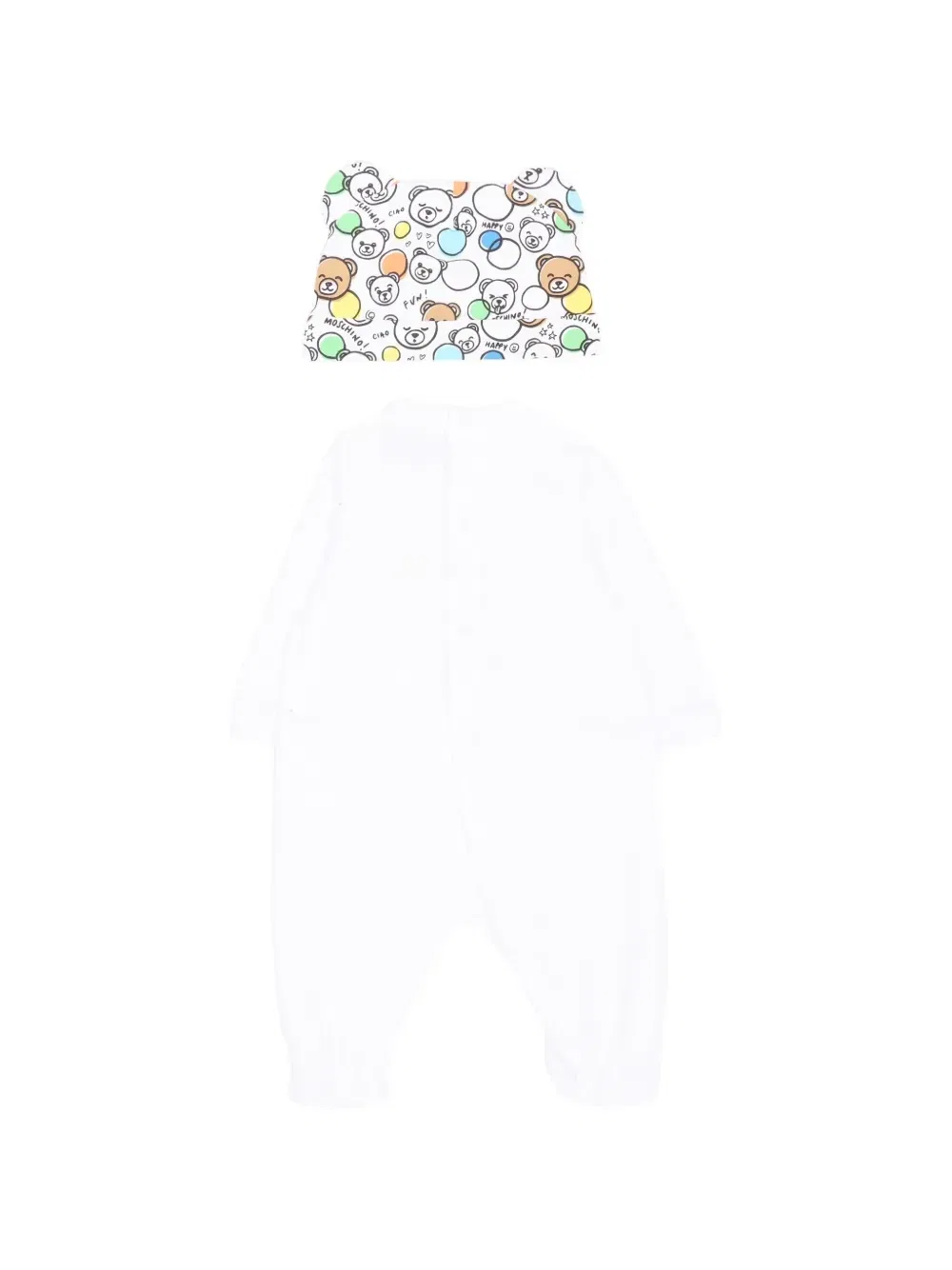Комплект из комбинезона, шапки и нагрудника с принтом Moschino Kids, белый — фото 2