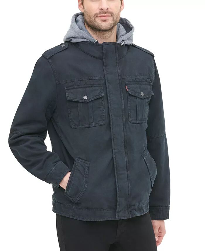 Мужская куртка Trucker с подкладкой из шерпы и двумя карманами, с капюшоном Levi's, синий — фото 4