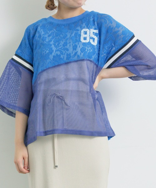 

SM2 Футболка с кружевной отделкой, синяя