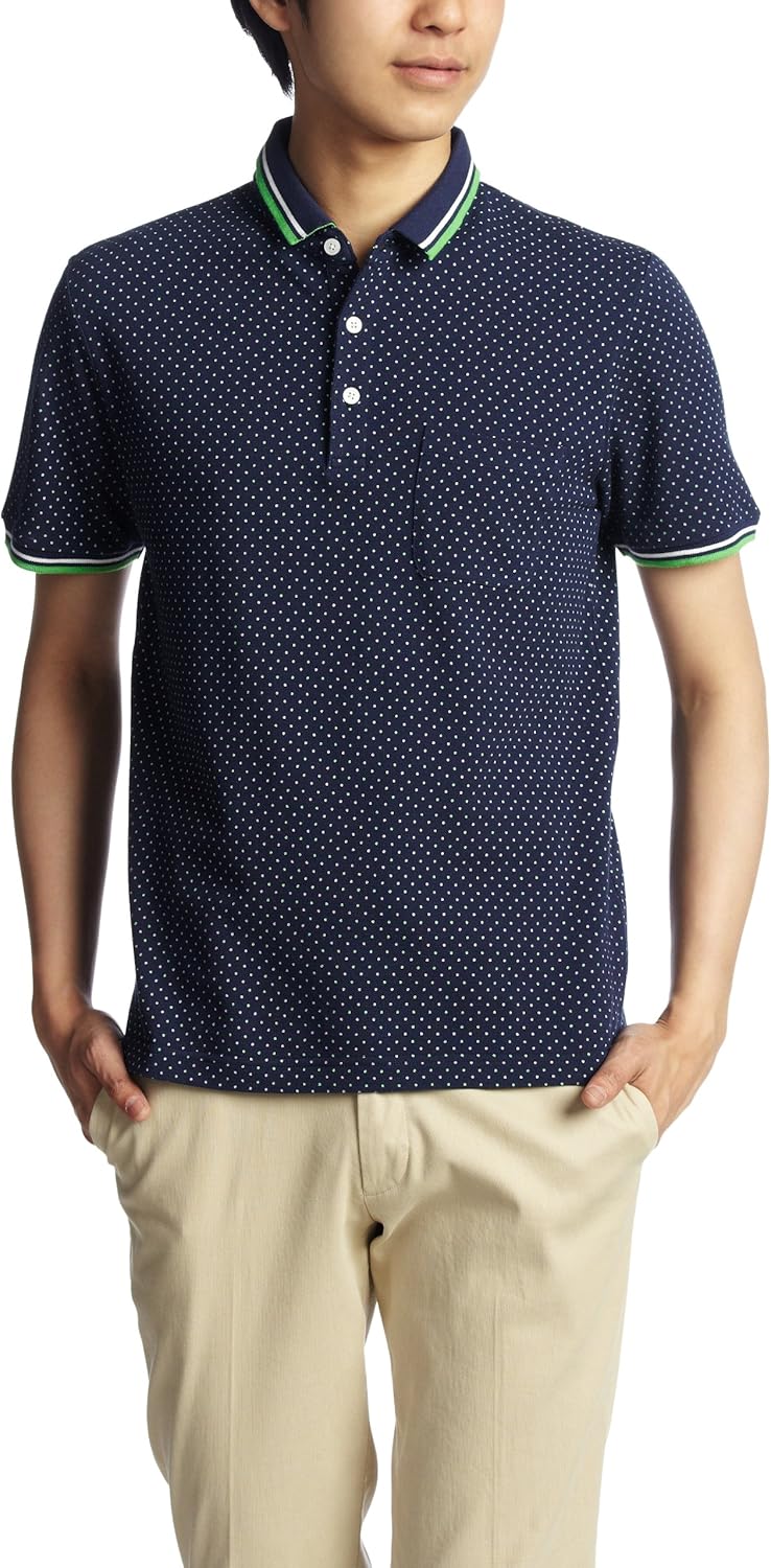 

Поло UNION STATION CLELECTIVE в горошек с нагрудным карманом из пике Unionstation, синий