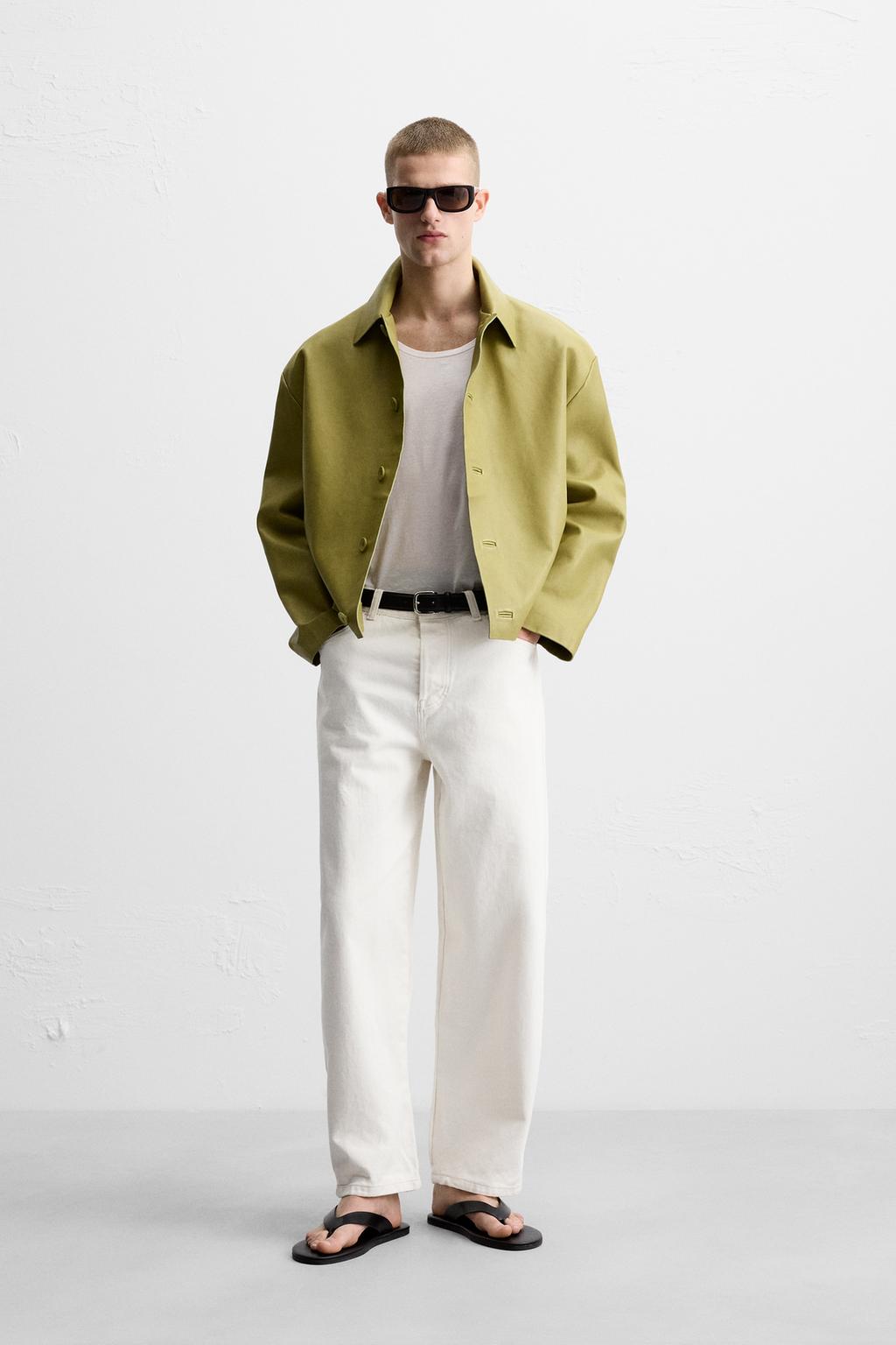

Кожаная верхняя рубашка ZARA, цвет Pistachio