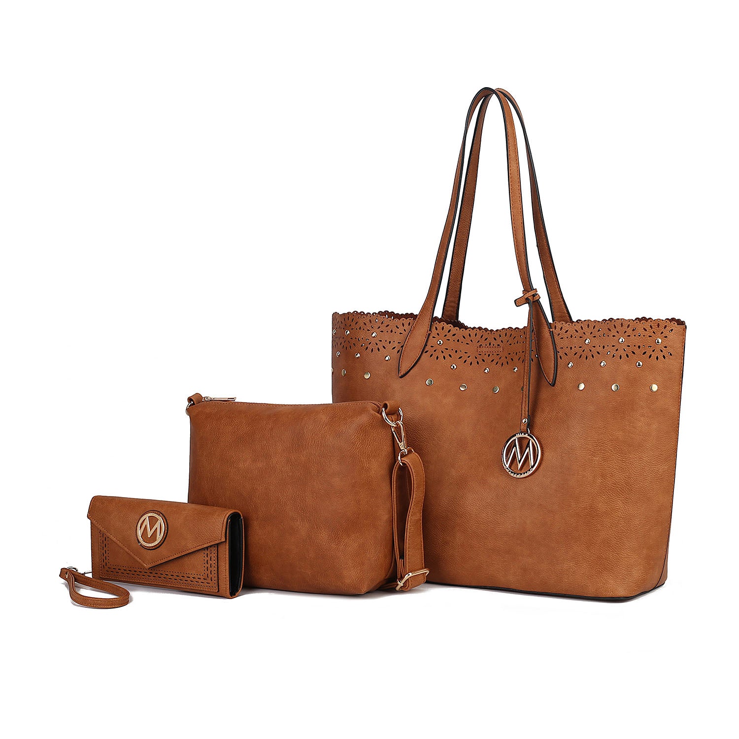 

Комплект из 3 предметов Mariahna: сумка-шоппер, клатч через плечо и подходящий к нему кошелек для женщин от Mia K MKF Collection By Mia K., Cognac